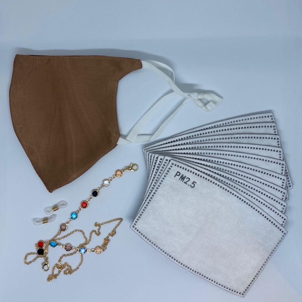 Mulberry silk facemask with lanyard & filters